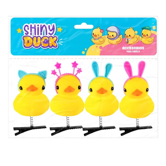 Accesorios para Cabello Prichos Shiny Duck Color Amarillo de Metal y Esponja 4 Piezas por Empaque