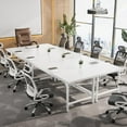 thumbnail image 6 of Homieasy Large Desk, 70.8 x 31.5 Inch Extra Long Executive Computer Desk, Heavy Duty 2 Person Desk, Premium Super Thick Study Writing Table Computer Table, White, 6 of 7
