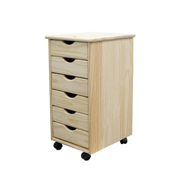 Adeptus Solid Wood 6 Drawer Roll Cart - Unfinished - Walmart.com