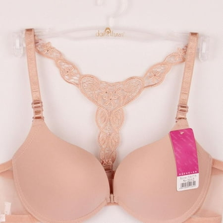 

Clearance Sale!Womens Front Closure Lace Racer Back Push Up Seamless Bra Racerback Bra Skin Color 70B