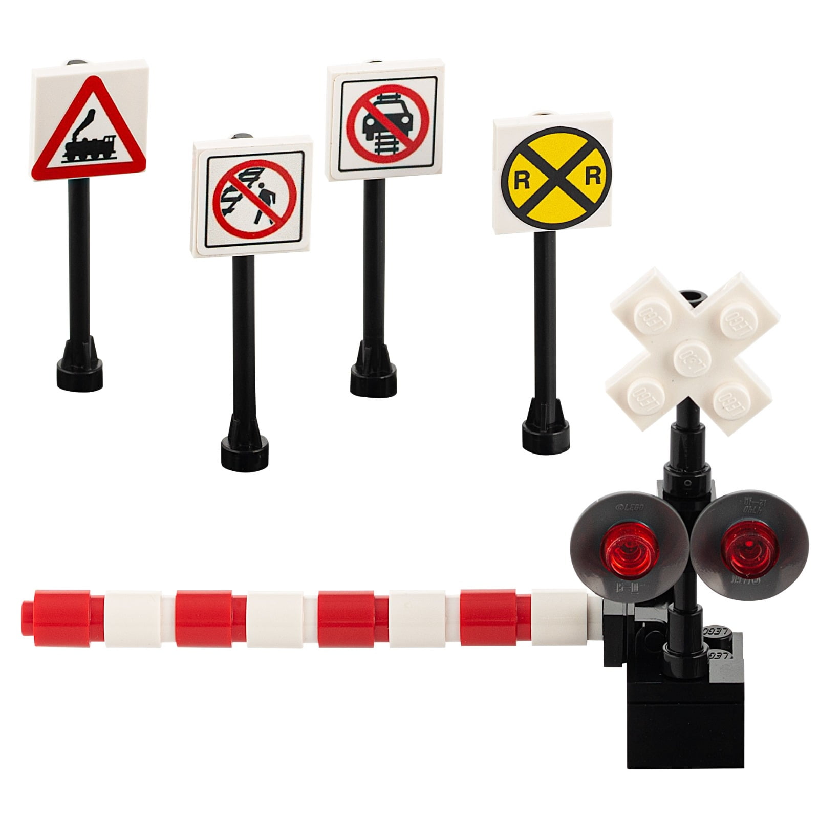 Train Railroad Crossing Signals with City Town Crossing Gates 4 Signs
