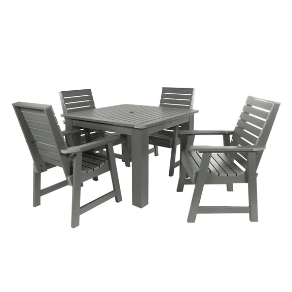 Highwood's 42" x 42" Square 5-pc Weatherly Dining Set - Dining Height, Outdoor, Eco-friendly, Synthetic Wood
