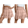 thumbnail image 3 of Womens Summer Flowy High Waist Ruffle Casual Cute Boho Beach Short Skirts Built-in Shorts Pink XXL, 3 of 7