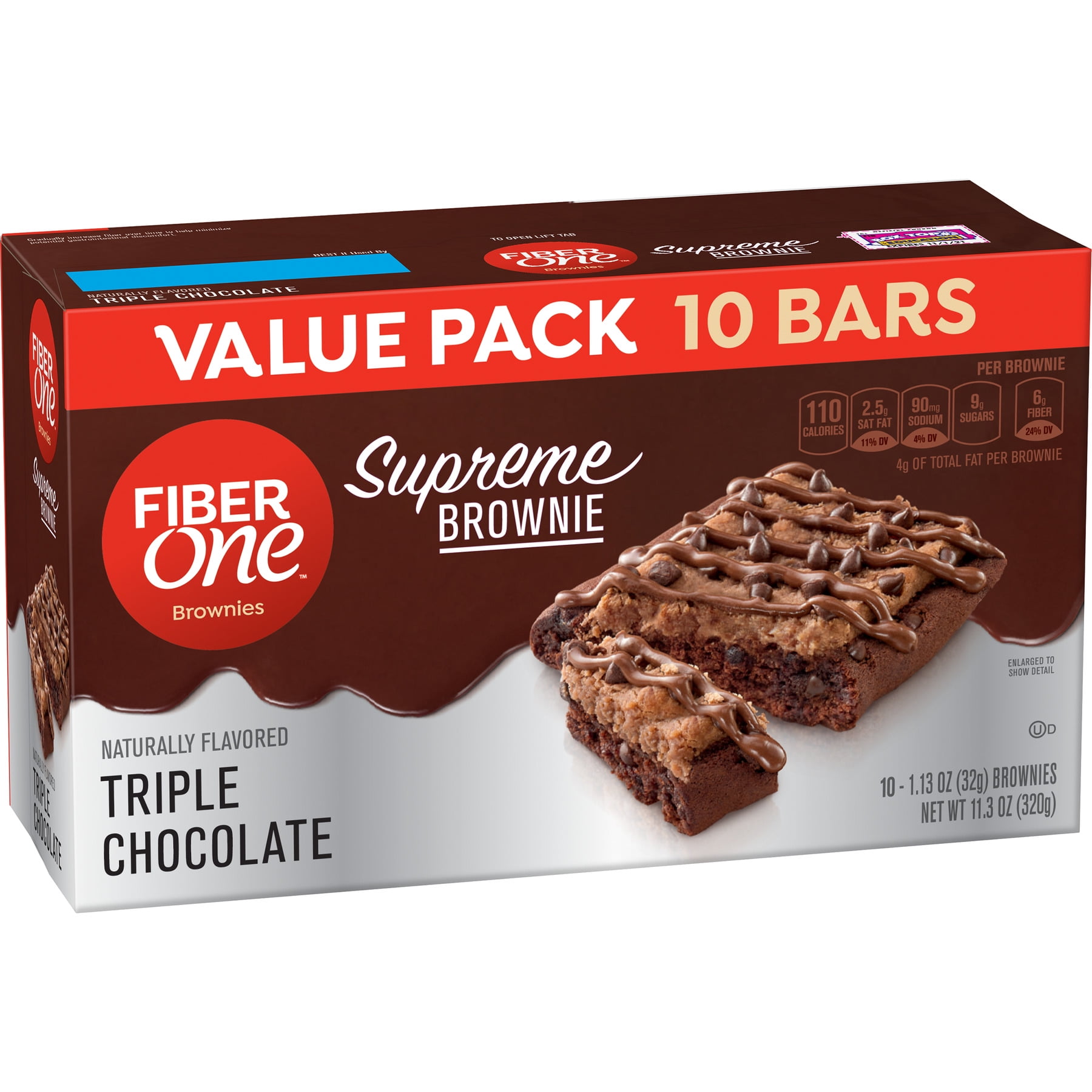 Fiber One Supreme Brownie Triple Chocolate 10Ct Carton, 11.3 oz ...