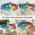 thumbnail image 7 of Colorful Rainbow Tie Dye Spiral Pattern Round Fitted Tablecloth with Elastic Edge,Dining Table Cover Waterproof,Outdoor Round Tablecloth for Camping,Dining,Indoor and Outdoor, 7 of 7