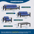 thumbnail image 7 of 5 Pieces Aluminum Patio Furniture Set,Outdoor Conversation Set with 4" Armrest & 5" Thick Cushions & Coffee Table, 7 of 7