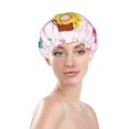 thumbnail image 3 of Kdxio Donut Print Shower Cap for Women,Elastic and Reusable,Double Waterproof Layers Bathing Hat, 3 of 9