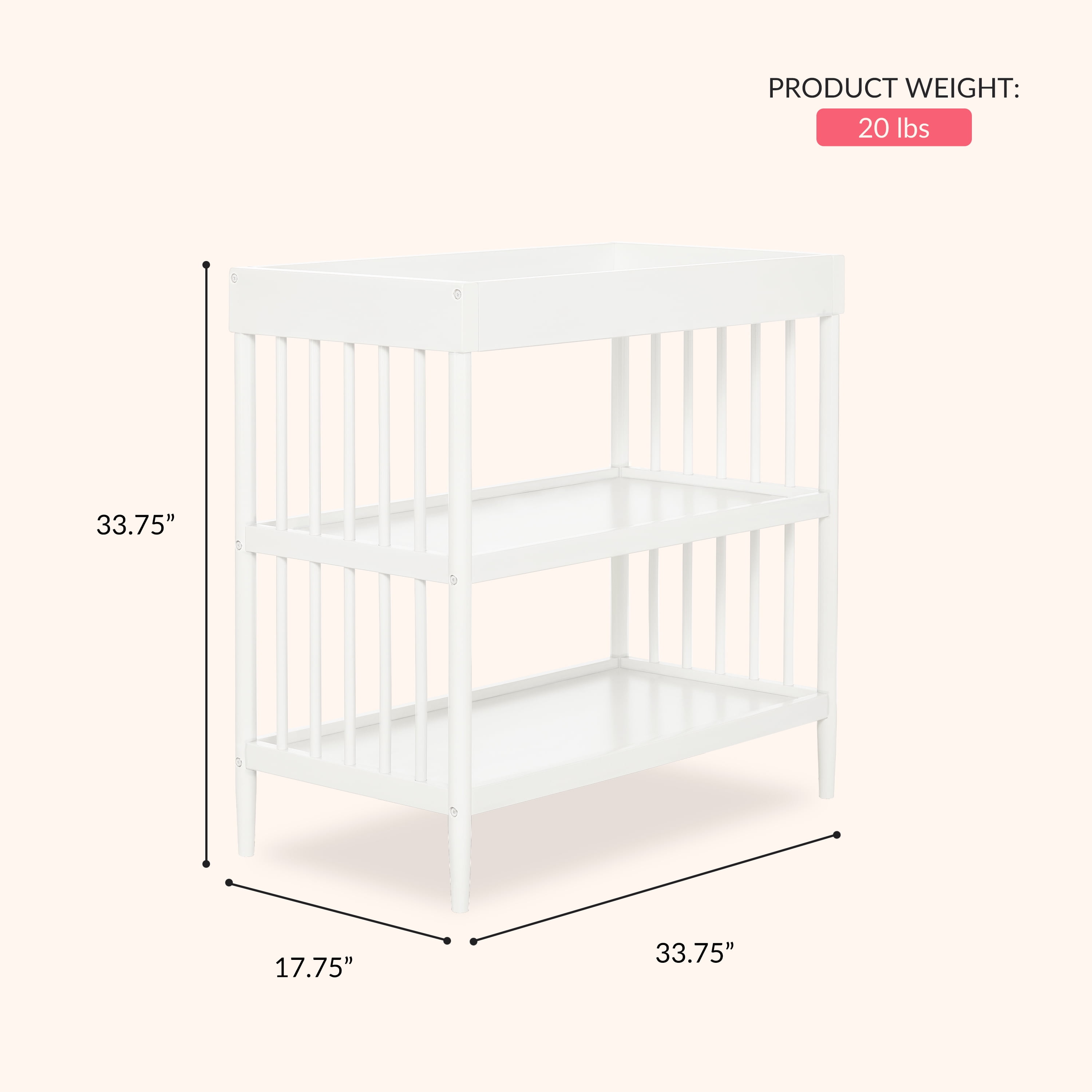 Dream On Me Sleepy Little Sloth Changing Table, Free Changing Pad Included, White