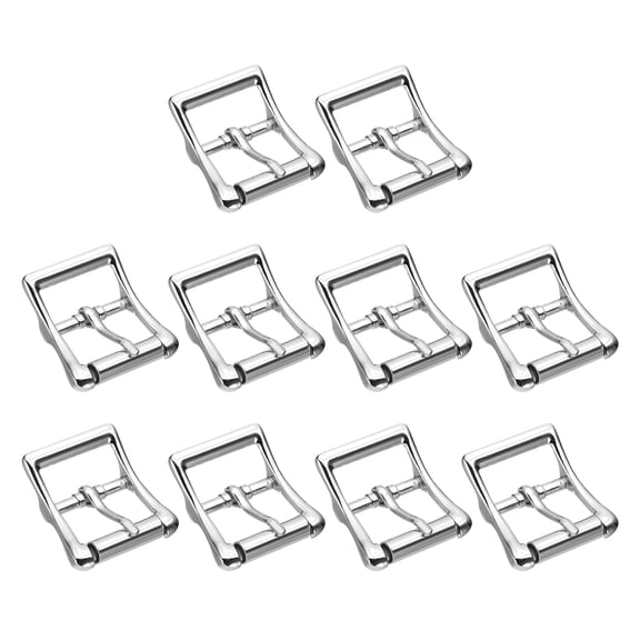 Uxcell Single Prong Belt Buckle, 1.5"x1" Rectangle Shape Metal Roller Buckle Center Bar Buckles for Leather Bag DIY Craft Strap Shoe Making Accessories(Silver Tone, Pack of 10)