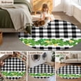 thumbnail image 5 of Small Round Rug 3Ft Washable Non-Slip, St. Patrick's Day Circle Area Rugs for Living Room Bedroom, Green Shamrock Grasses Black White Plaid Indoor Floor Mats Carpet Runner for Home Decor, 5 of 8