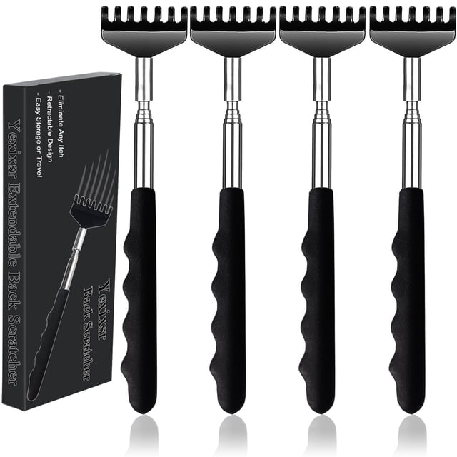 Back Scratcher Yexixsr, extensible, portátil, metálico, paquete de 4 unidades
