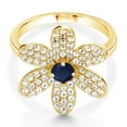 thumbnail image 4 of Gem Stone King 18K Yellow Gold Plated Silver Blue Sapphire Keren Hanan ART Ring (1.33 Ct Round, Available in Size 5, 6, 7, 8, 9), 4 of 6