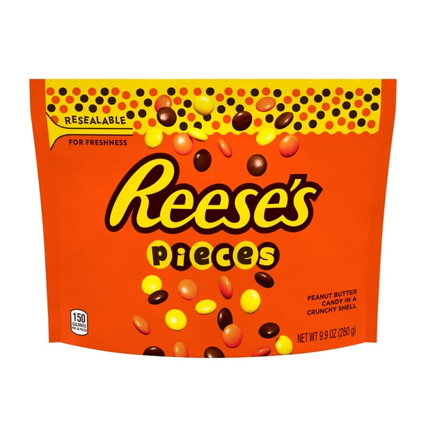 REESE'S PIECES Peanut Butter Candy, Resealable, 9.9 oz, Bag