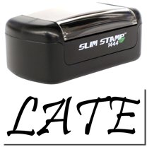 Slim Pre-Inked Late Stamp, Slim 1444, Ultra Slim Design, Impression Size 1/2" by 1-3/4", Up to 25,000 Impressions - Black Ink