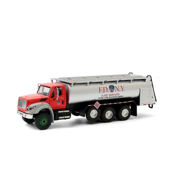 Fire Department City of New York 2018 International WorkStar Tanker Truck, Red and Silver - Greenlight 45110A/48 - 1/64 scale Diecast Model Toy Car