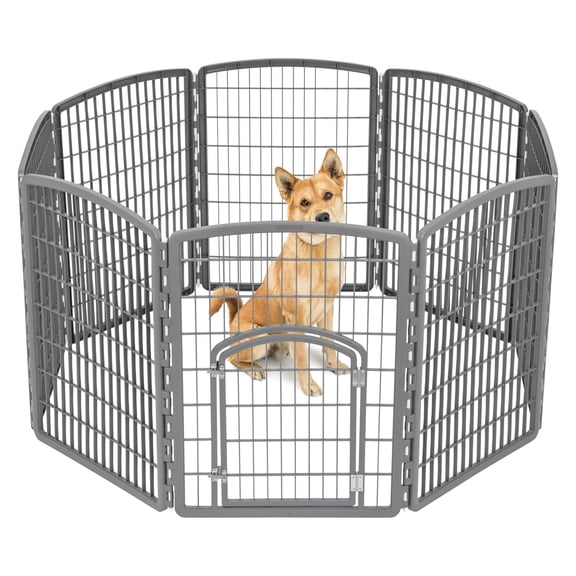 Open Box IRIS USA 8 Panel 34" Dog and Pet Playpen with Door, Indoor or Outdoor