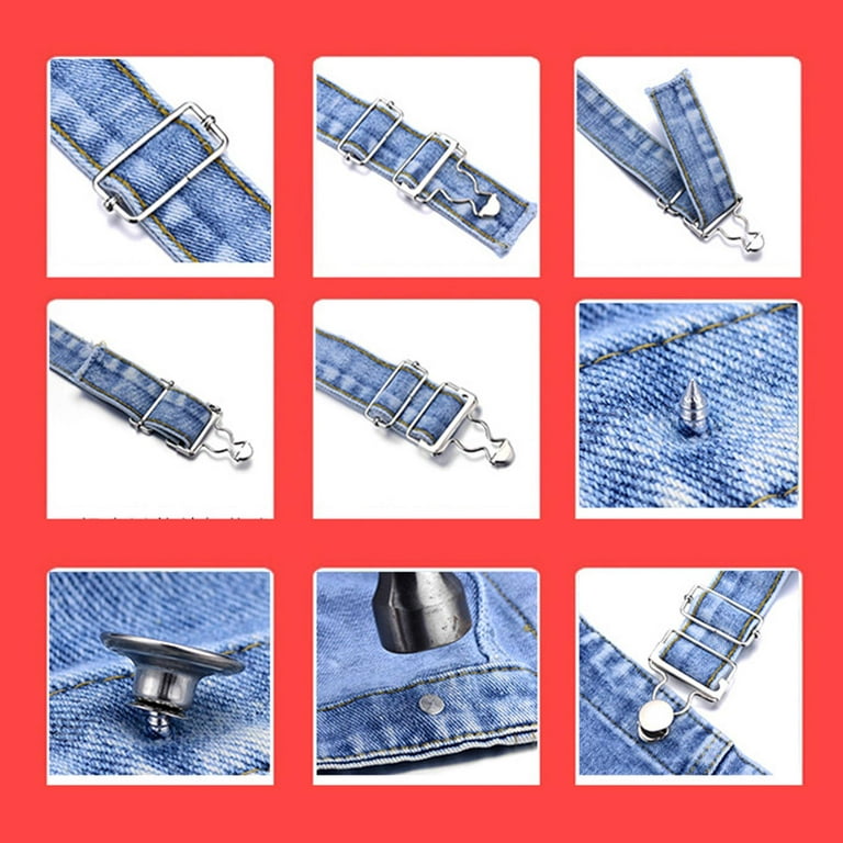 MTQY 6 Sets Overall Buckles Metal Suspender Replacement Buckles with No-Sew  Buttons and Rectangle Buckle Slider for Overalls Bib Pants Trousers Jeans