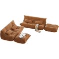 thumbnail image 7 of Bean Bag Couch Set of 2, Oversized Fireside Chair Bean Bag Sofa with Ottoman for Adults, Togo Loveseat Sofa with High Density Comfortable Foam for Living Room, Bedroom Office, Brown, 7 of 7