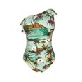 thumbnail image 4 of Yiaed Colorful Hawaii Palms Print Women One Piece Swimsuits Tummy Control One Shoulder Bathing Suits Pattern Ruffle Swimwear-Large, 4 of 8
