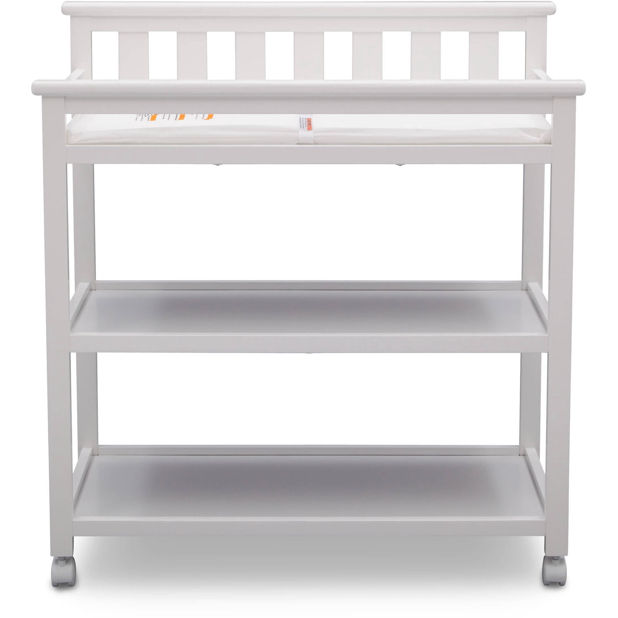 Delta Children Flat Top Changing Table with Casters, Greenguard Gold Certified, Bianca White