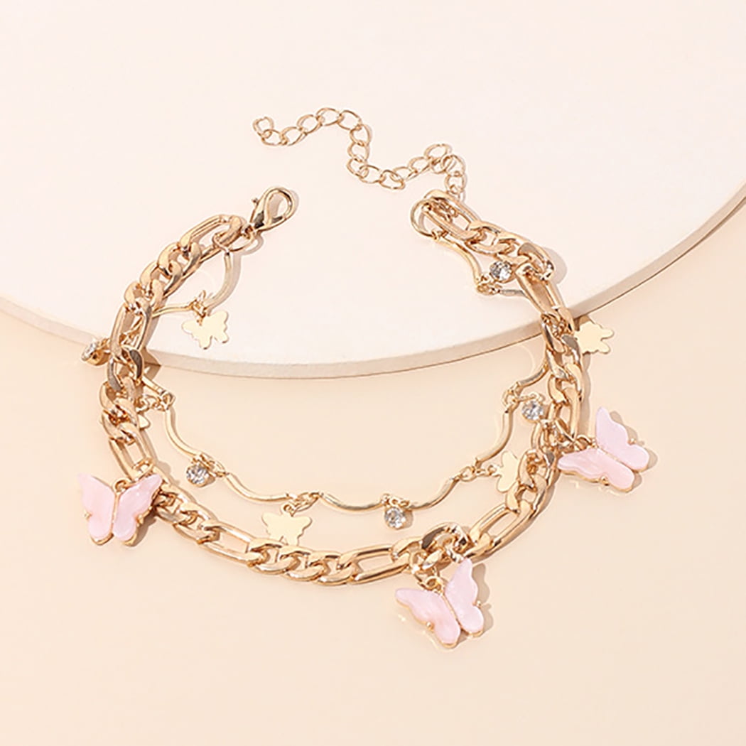 Download Coxeer Layered Butterfly Anklet Fashion Creative Ankle Bracelet Foot Chain For Women Walmart Com Walmart Com