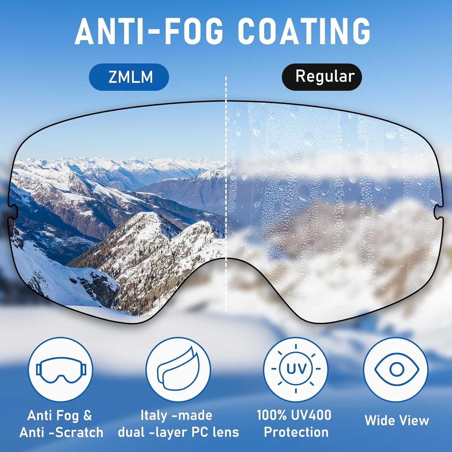 Ski Goggles Snowboard Goggles Adult - UV Protection Anti-Fog Snow Goggle Over Glasses Snow Goggles for Men,Women & Youth