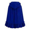 thumbnail image 4 of Virmaxy Halloween Costume Women's Velvet Hooded Costume Cape Bow Tie Front Ruffled Hem Short Cloak for Halloween Cosplay Party Dress Up Blue, 4 of 9