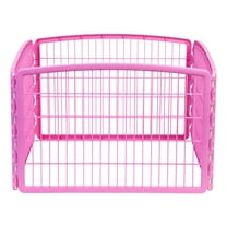 IRIS USA 24" Exercise 4-Panel Pet Playpen, Puppy Pet Small Medium Dog Pen Keep Pets Secure Easy Assemble Rust-Free Heavy-Duty Molded Plastic Customizable, Pink