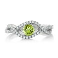 thumbnail image 2 of Gem Stone King 0.99 Ct Round Green Peridot 925 Sterling Silver Infinity Ring (Size 6), 2 of 3