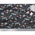 thumbnail image 3 of Soimoi Black Cotton Duck Fabric Satellite & Planet Galaxy Printed Craft Fabric by the Yard 42 Inch Wide, 3 of 3