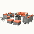 thumbnail image 3 of Ovios 9 Pieces Outdoor Patio Furniture with 30Inch Gas Fire Pit Table CSA Approved Grey Wicker Conversation Set with 360 Degree Swivel Rocking Chair, Metal, 3 of 8