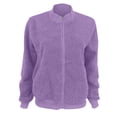 thumbnail image 6 of Women's Fashion Warm Shearling Zip Up Solid Jacket Purple XL, 6 of 7
