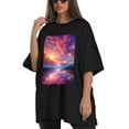 thumbnail image 4 of Plus Size Shirt for Women Black Tops for Women Oversized Short Sleeves Shirt for Women Beautiful Heavenly Sky T Shirt Crewneck Shirt for Women L, 4 of 5