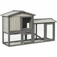 thumbnail image 1 of Gymax 58'' Wooden Rabbit Hutch Large Chicken Coop Weatherproof Indoor Outdoor Use Gray, 1 of 10