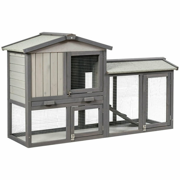 Gymax 58 Wooden Rabbit Hutch Large Chicken Coop 