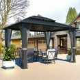 thumbnail image 6 of VEIKOUS 10'x10' Outdoor Hardtop Gazebo, Double Roof Metal Gazebo for Patio, Garden, Lawn and Party, Black, 6 of 8