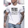thumbnail image 1 of Camiseta de manga corta con estampado geométrico para hombre: tejido de poliéster transpirable, cuello redondo, corte regular, cómoda para uso diario y de ocio en verano, diseño humorístico de profeso, 1 of 4