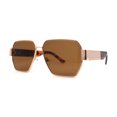 thumbnail image 1 of Womens Metal Rim Oversize Mafia Mob Fashion Sunglasses Gold Tortoise Brown, 1 of 4