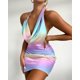 thumbnail image 2 of Summer Rainbow Backless Mini Party Dress Sexy Halter Pleated Night Club Dress for Women Stain Sleeveless Bodycon Short DressesS Gao Jinjia LED, 2 of 2