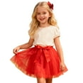 thumbnail image 3 of XEGLSBU Girls Dresses 5T Winter Enchanting Girls Party Dress with Bow Hair Clip Cute Solid Flutter Sleeve Skirt for Festive Girls Age 4 9 Lightweight Elegant Appropriate Red Size 2-4 Years, 3 of 5