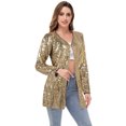 thumbnail image 3 of Manteau à Paillettes Ouvert pour Femmes Blazer Las Vegas Fête Club Veste Cocktail, 3 of 5