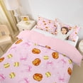 thumbnail image 2 of Castle Fairy Softball Glove Bedding, Kawaii Ribbon Bow Duvet Cover Full, Pink Brown Yellow,Pink Reversible,3pcs,1 Duvet Cover and 2 Pillowcases, 2 of 6