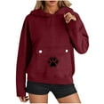 thumbnail image 5 of Women's Trendy Hoodies Pet Pouch Sweatshirt Pullover Long Sleeve Casual Loose Hooded Tops Gift for Dog Cat Lovers (M, Wine), 5 of 7