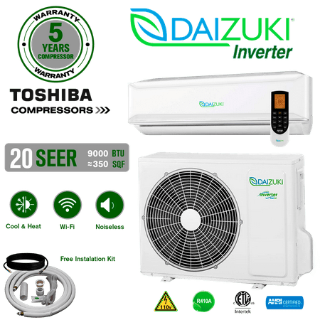 Daizuki 9000 Btu 20 Seer 110V Inverter Ductless Mini Split Air Conditioner AC Heat Pump.
