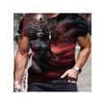 thumbnail image 5 of Men's 3D Digital Printed Medusa with Greek Pattern T-Shirt - Red and Black Mythical Design, Casual Crew Neck Short Sleeve Summer Top, Machine Washable Personality, 5 of 6