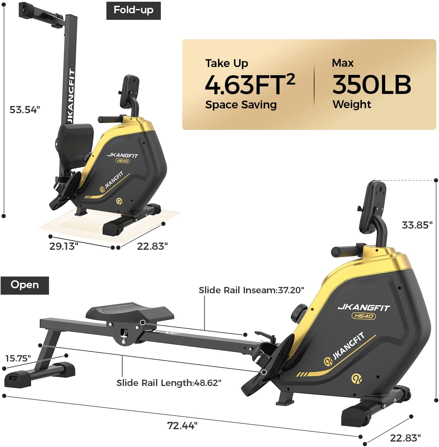 lærling abstrakt Migration pooboo Folding Rowing Machine - Rowing Machines for Home Use Indoor  Magnetic Rower for Full Body with 16 Levels Resistance LCD Monitor Device  Holder - Walmart.com