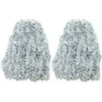 2 Packs Silver Super Duper Thick Tinsel Garland 50 Ft Total (Two Strands Each 25 ft Long) (Silver, 50 Ft. (Two 25 ft Tinsels))