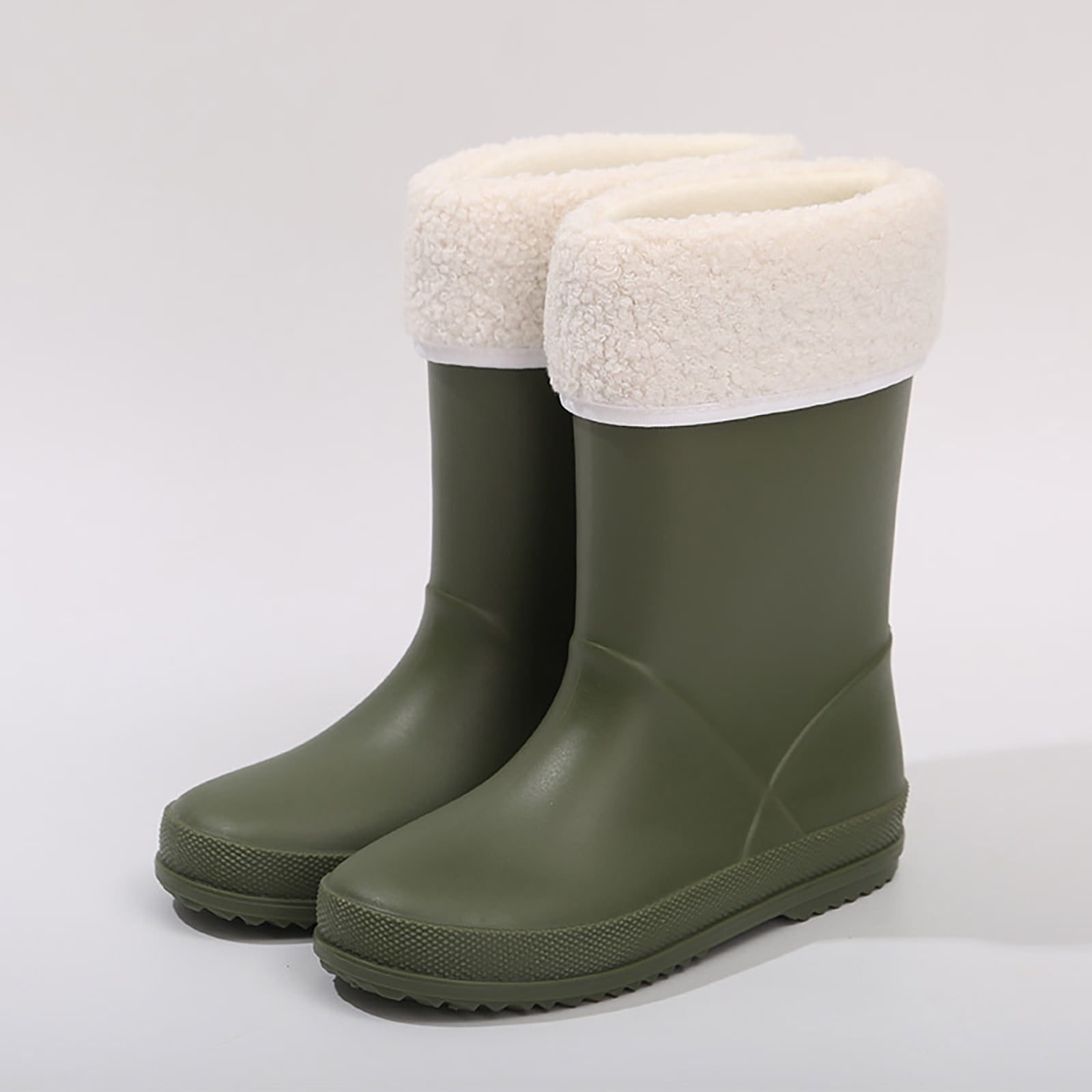 CHENge Rain Boots Toddler Fashion Lightweight Casual Color Blocking Elastic Band Outdoor Rainboots Green Size 10-11 Years