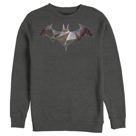 Men's Batman Logo Geometric Wing  Sweatshirt Charcoal Heather Small