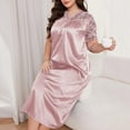 thumbnail image 4 of Censtreet Nightgowns for Women Short Sleeve Sleepshirt Lace V Neck Sleepwear Soft Pj Dress Night Shirt, 4 of 7